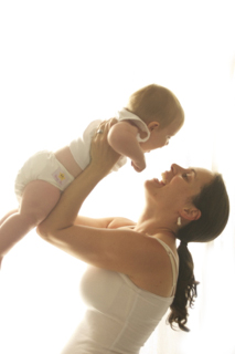 happy baby and mama