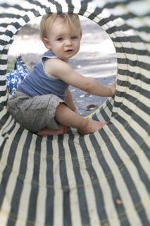 baby in tunnel